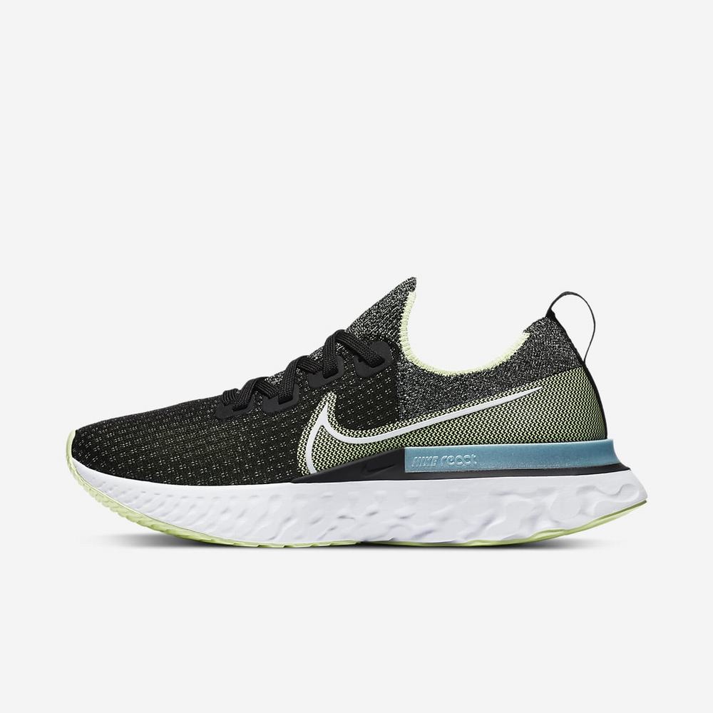 Chaussure De Running Nike React Infinity Run Flyknit Noir 8142-567 Black/Barely Volt/Glacier Ice/White Femme | BBT-37250371